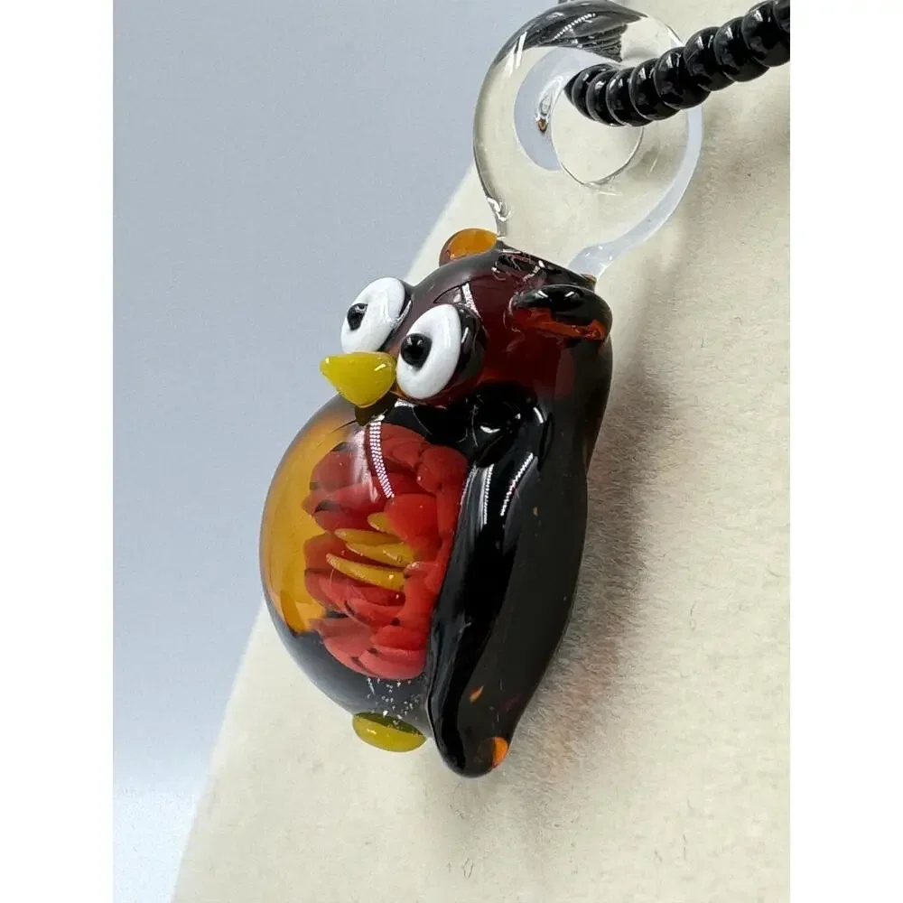 Artisan Handmade Lampwork Art Glass Flower Owl Pendant Beaded Necklace 16 - 19